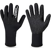 Oumers 3MM Double-Lined Neoprene Scuba Gloves Diving Gloves, Woman Man Teenager Five Finger Wetsuit Gloves Use for Snorkeling, Swimming, Surfing, Sailing, Boating, Kayaking, Diving