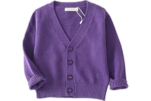 PTPUKE Unisex Boy' Girls' Cardigans Sweater V-Neck Long Sleeve Button Soild Cotton Knit Sweaters for 1-8 Years