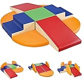 TODIBY 9-Piece Climbing Foam Blocks: Soft PU Leather - Baby Climb and Crawl Activity Blocks - Kids Play Gym Equipment Indoor for Development