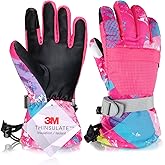 Azarxis Kids Snow Ski Gloves, Children Winter Waterproof Windproof Warm Touchscreen Snowboard Gloves for Boys & Girls