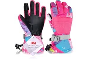 Azarxis Kids Snow Ski Gloves, Children Winter Waterproof Windproof Warm Touchscreen Snowboard Gloves for Boys & Girls