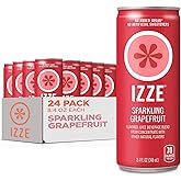 IZZE Sparkling Juice Beverage Blend, Grapefruit, No Sugar Added, 8.4 FL OZ, 24 Cans
