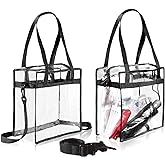 BAGAIL Clear Bags 12x6x12 Stadium Approved Clear Tote Bag with Zipper Closure Crossbody Shoulder Bag with Adjustable Strap