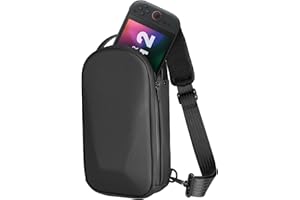 MoKo Sling Crossbody Bag for Nintendo Switch 2 (2025)/Steam Deck/ROG Xbox Ally X, Hard EVA Backpack Travel Carrying Case with Thickened Lining, 8 Game Slots for Switch 2 Console & Accessories, Black