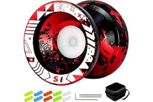 7YO S1 Unresponsive Yoyo Professional, Fingerspin Trick Yoyo for Kids, Alloy Metal Yoyo for Adults, Yoyo Bind Return with 10 Yoyo Strings, Concave Bearing Replacement, Storage Bag, Bearing Remover