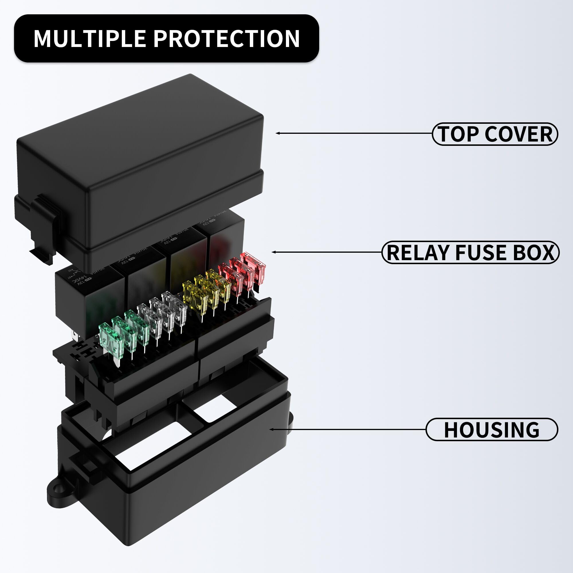 Mua 12 Volt Fuse Relay Box Pre-Wired Fuse and Relay Box with 4 Relays ...