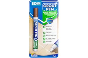 RAINBOW CHALK MARKERS LIMITED Grout Pen Brown Tile Paint Marker: Waterproof Grout Paint, Tile Grout Colorant and Sealer Pen - Brown, Narrow 5mm Tip (7mL)