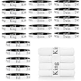 20 Pieces Bed Sheet Organizer Bands with Size Labels for Linen Storage | Elastic Bedding Bands with Size Labels, Bed Sheets Set Organizers, for Linen Closet Organization (King Queen Twin Full)