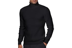 DEMEANOR Men's Turtleneck Pullover Sweaters for Men Waffle Knit Long Sleeve Thermal Turtle Neck Warm Sweaters for Men