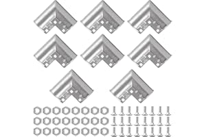 Acrux7 8 Pack Aluminum Chain Link Fence Gate Corners for 1-3/8" x 1-3/8" Outdoor Diameter Pipe, Chain Link Fence Parts Gate Elbow, Pressed Gate Corner, Bolts and Nuts Included