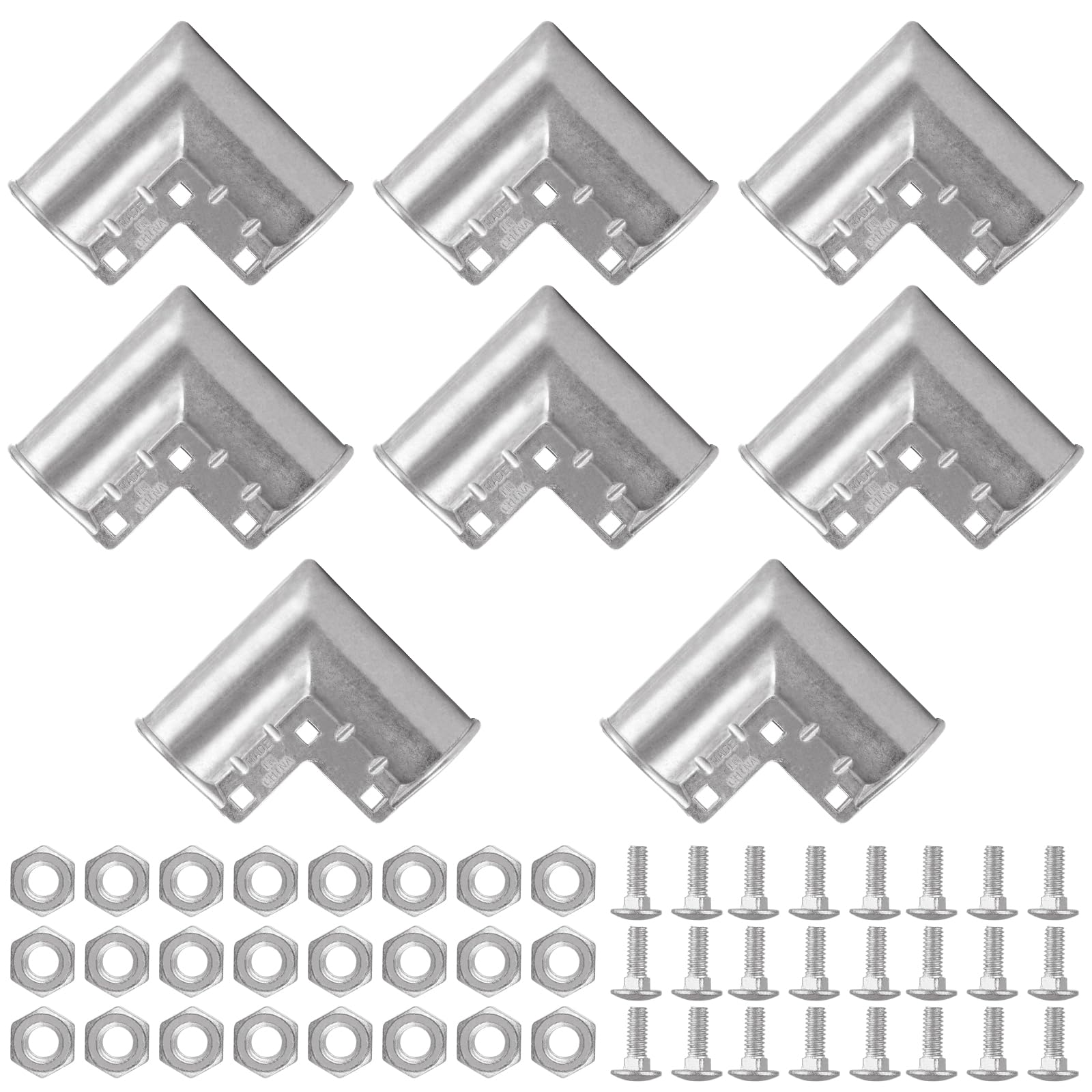 Photo 1 of Acrux7 8 Pack Aluminum Chain Link Fence Gate Corners for 1-3/8" x 1-3/8" Outdoor Diameter Pipe, Chain Link Fence Parts Gate Elbow, Pressed Gate Corner, Bolts and Nuts Included