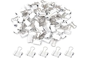 YCVIORING Mini Binder Clips, Paper Clip, Small Paper Clamps 15mm (5/8 inch), 100 Pack Micro Size Office Clips for Home School and Business (White)