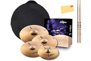 Zildjian ILH Pro Gig Cymbal Pack Bundle with Cymbal Bag, Drumsticks, and Austin Bazaar Polishing Cloth