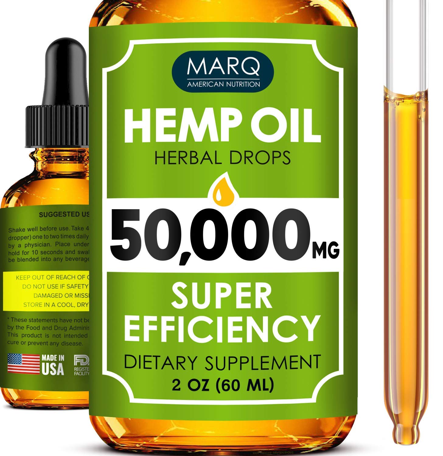 Hemp Oil Drops for Pain and Inflammation Relief, Reduces Stress and