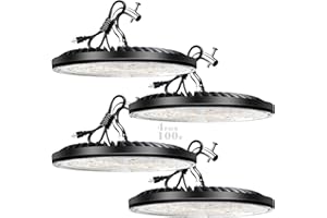 bulbeats Upgrade UFO LED High Bay Light,100W (14000lm Eqv.400W MH/HPS) High Bay LED Lights, 5000K ETL Listed IP65 Commercial Warehouse Light Energy Saving Upto 760KW*4/Y(5Hrs/Day)- 4 Pack