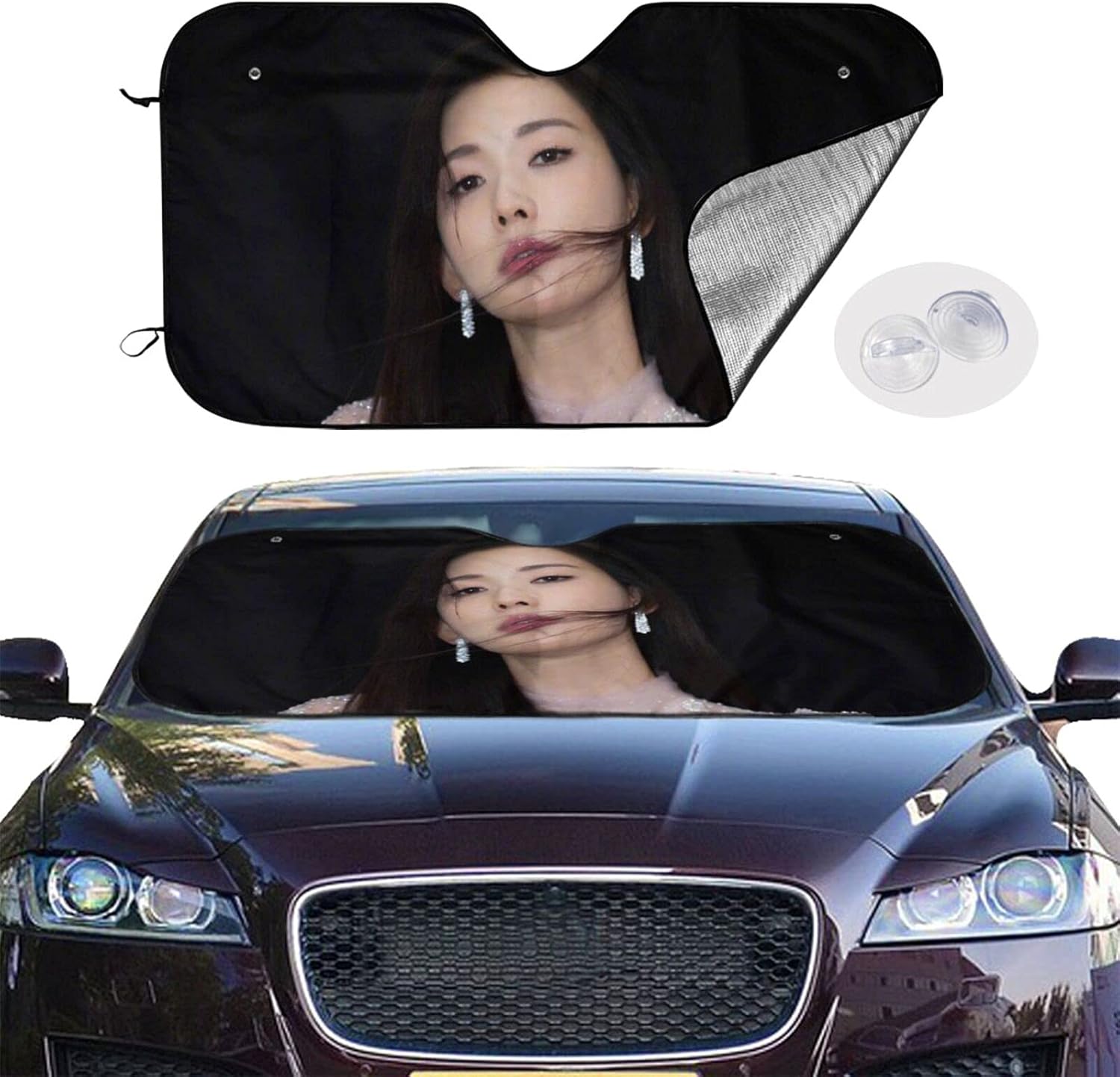 Amazon 林志玲 4 精選品 輸入 車用サンシェード 取り付けが簡単 折り畳み式 日除け 車カバー 断熱サンシェードフロント 車用車カバー 落葉対策 普通車 軽自動車 Suvに適用 四季兼用 サンシェード 車 バイク