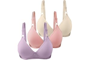 Gaexia Push Up Bra Pack of 3 Seamless Lace Wireless Comfort No Underwire Bras Everyday Adjustable Wire Free Breathable Bra