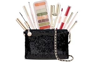 Color Nymph Teen Girls Makeup Kits, All In One Make up kit For Girls Makeup For Teen with Sequin Bag Packed Individually 9 Colors Eyeshadow Liquid Blush Lip gloss Mascara -Orange Green