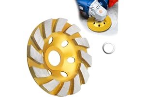 SUNJOYCO 4 Inch Concrete Grinder Wheel, Diamond Cup Grinder, 12 Turbo Segments Concrete Grinding Wheel, Diamond Grinding Disc for Masonry, Cement, Marble, Rock, Granite, 0.79 Inch Arbor