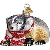 Old World Christmas Badger Glass Blown Ornament for Christmas Tree, Handcrafted Holiday Decoration, Wildlife Animal Collection