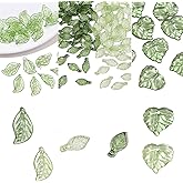 300 PCS Green Leaf Beads for Jewelry Making Acrylic Charms Plant Bead for Bracelets Earrings Hair Accessories Halloween Christmas Decorations