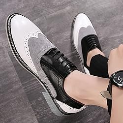Men's Two Tone Patchwork Brogue Oxfords Shoes