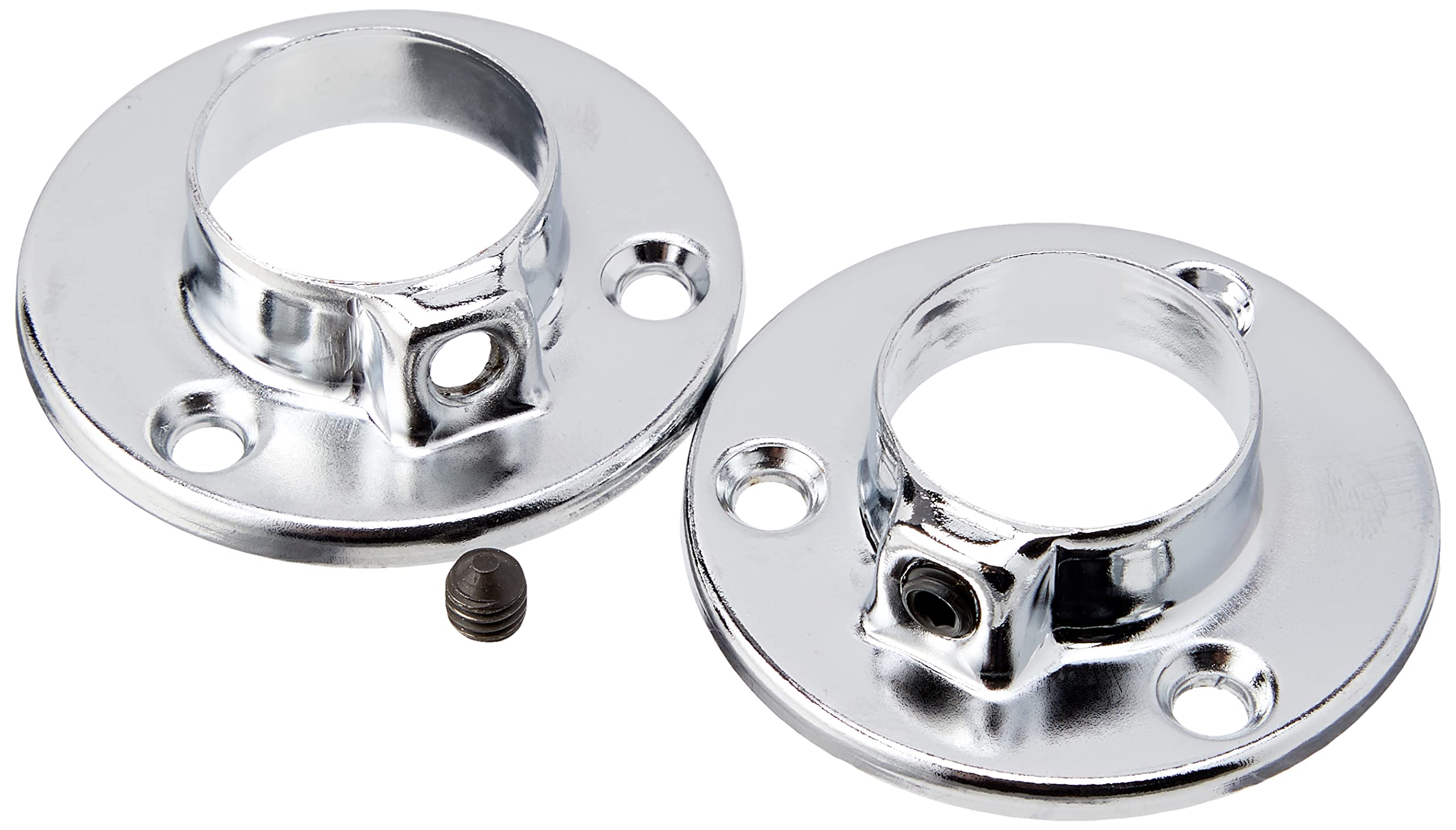 Merriway BH06092 (2 Pcs) Wardrobe Closet Rail Pole Rod Socket CP 25mm and Holding Screw - Pack of 2 Pieces