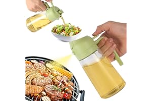 STJS Oil Sprayer for Cooking,2 in 1 Olive Oil Dispenser and Oil Sprayer,16oz/470ml Premium Glass Oil Bottle,Pourer & Oil Mister for Air Fryer,Mist Olive Oil Dispenser for Kitchen,Air Fryer,Salad, Grill.