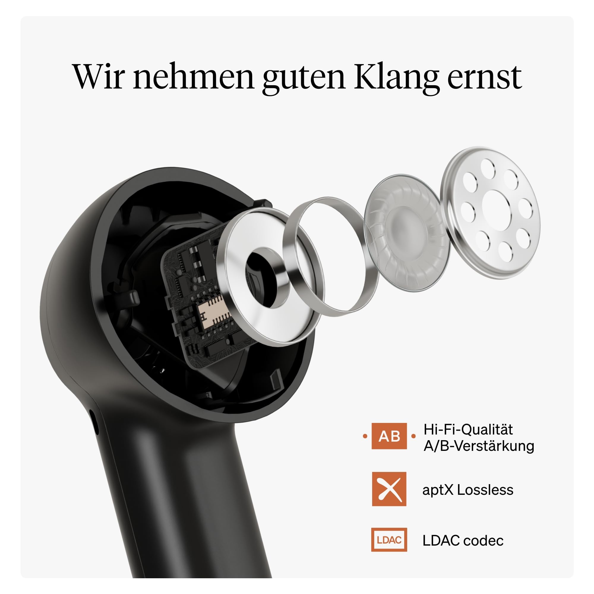 Cambridge Audio Melomania A100 True - Wireless In-Ear Kopfhörer, leicht, Adaptives ANC, aptX™ Lossless Bluetooth, bis zu 39 Std Akku mit Ladecase – Schwarz 3