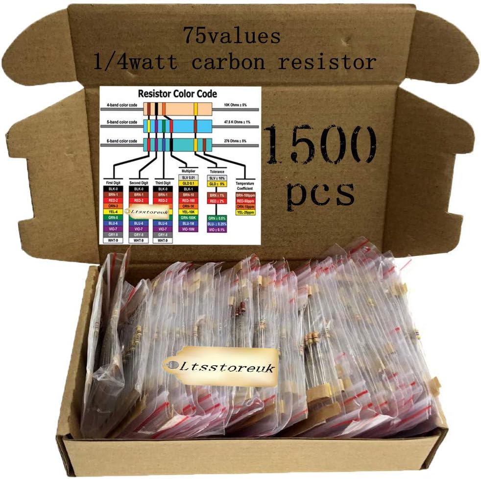 Resistor Kit 1/4W, Ltsstoreuk Carbon Film Resistors Assorted Box