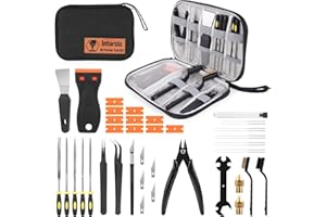 3D Printer Tools Kit, 34pcs 3D Printer Accessories for All FDM/SLA Printers Includes Nozzle Cleaning, Removal Scrapers, Finis