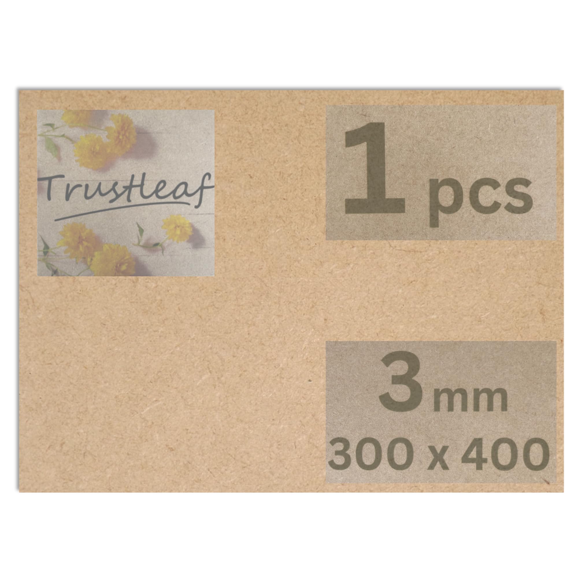 Trustleaf 3mm Sheets of MEDITE Premier MDF 300mm x 400mm, (Approx A3, 12” x 16”). Pack of 1