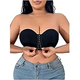 OYOANGLE Women's Plus Size Front Closure Strapless Bra Comfort Unpadded Wireless Bandeau Bras