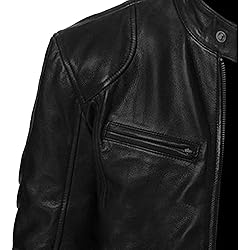 SWJGLITTR Men Slim Fit Motorcyle Leather Jacket