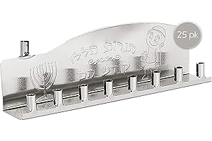 Ner Mitzvah Bulk Tin Candle Menorah - 25 Pack - Fits All Standard Chanukah Candles - Sliver