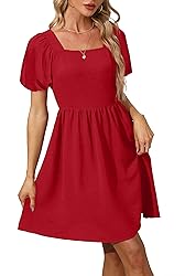 OFEEFAN Casual Summer Dresses for Women Puff Sleeve