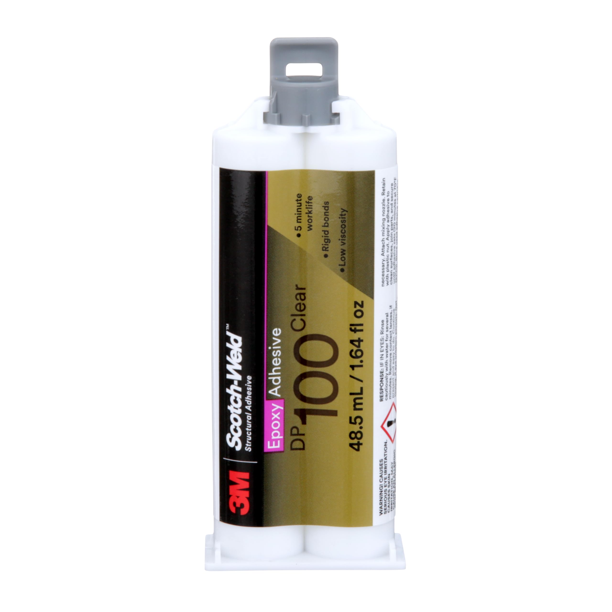 Photo 1 of Scotch-Weld Two-Part Epoxy Adhesive, DP100, 1.7 oz, Dou-Pak, Clear, 4 Pack