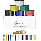 ENERJOUR 22 Gauge Wire 156FT, 22 AWG Flexible Silicone Cable, 6 Colors Each Wire Spool 26FT, Stranded Tinned Copper Cable Hook up Wiring kit for 12V 24V, DIY, Automotive, Battery, 200℃