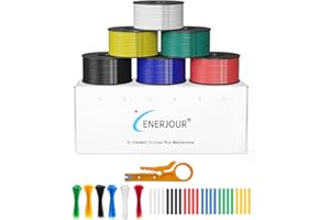 ENERJOUR 22 Gauge Wire 156FT, 22 AWG Flexible Silicone Cable, 6 Colors Each Wire Spool 26FT, Stranded Tinned Copper Cable Hook up Wiring kit for 12V 24V, DIY, Automotive, Battery, 200℃