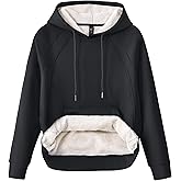 MoFiz Women's Casual Winter Warm Fleece Sherpa Lined Hoodie Sweatshirt Thick Long Sleeve Pullover with Pockets