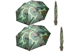 4pcs Camouflage Umbrella Hats,Waterproof UV Protection Sun Rain Cap,Hands Free Adjustable Fishing Hat for Beach Camping Garde