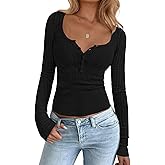 BTFBM Fall Sweaters for Women 2025 Lightweight Long Sleeve Henley Shirts Button Up Knit Basic Slim Fit Going Out Tops