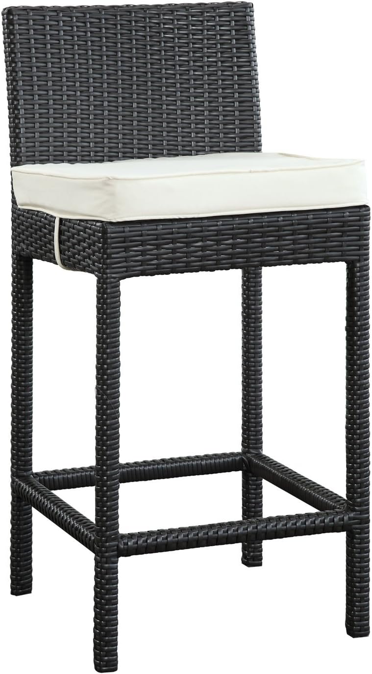 sundale outdoor bar stools on Amazon Com Modway Convene Wicker Rattan Outdoor Patio Bar Stool With Cushion In Espresso White Furniture Decor