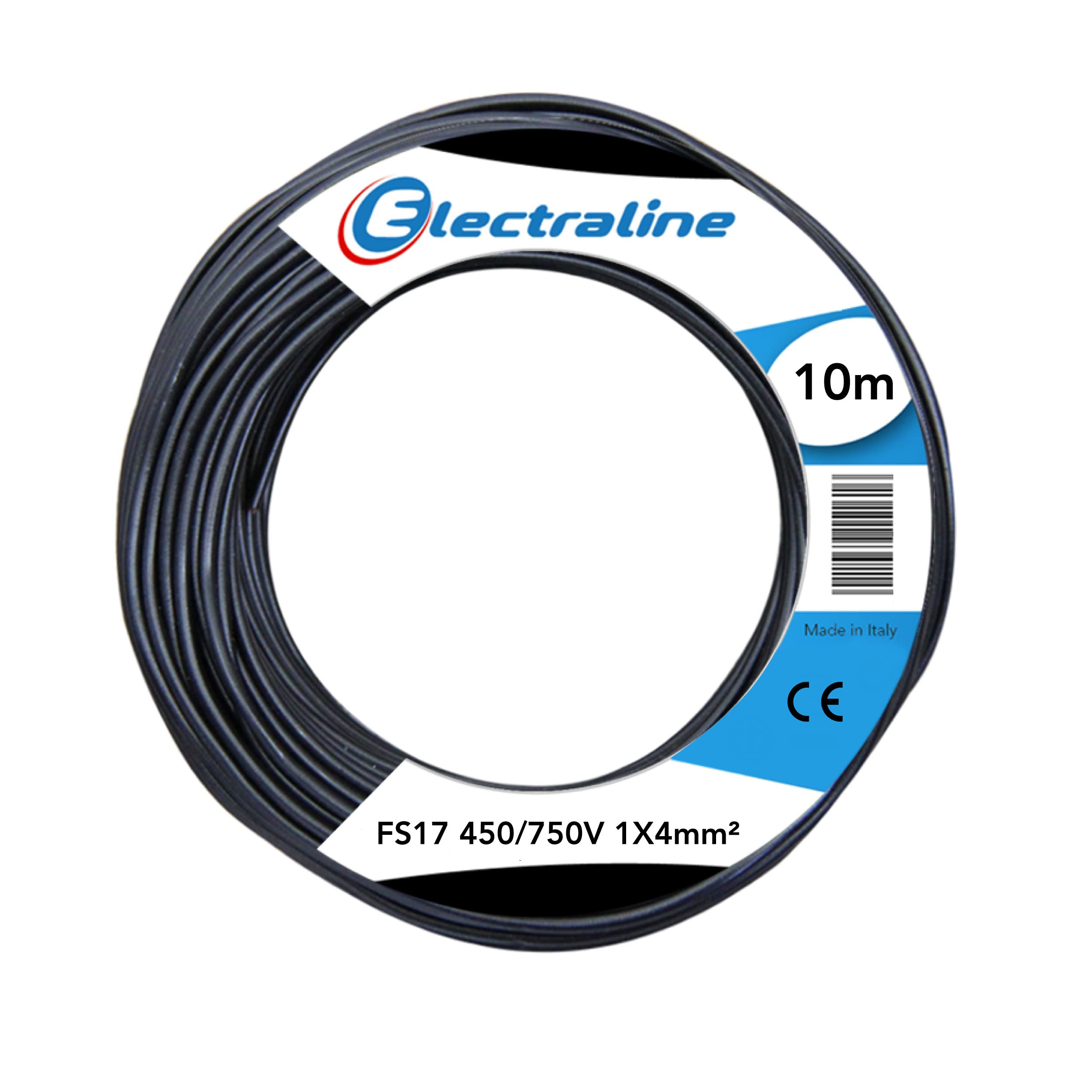 Electraline 13211 FS17 Single-Core Cable - 10 m - 1 x 4 mm2 Section - Suitable for Wiring Trunks - Electrical Circuits - Lifts - Load Mounts