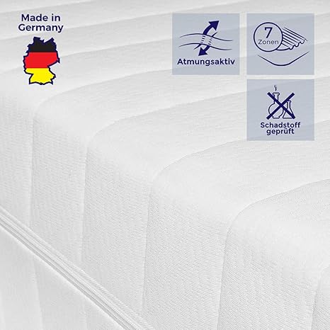 Mister Sandman atmungsaktive 7-Zonen-Kaltschaummatratze für erholsamen Schlaf – Matratze mit hochwertigem Doppeltuchbezug, Hä