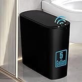 TIPGO 5 Gallon Motion Senor Bathroom Trash Can with Lid, Automatic Garbage Can Touchless, Smart Plastic Waste Basket for Narrow Spaces, Bathroom, Office, Bedroom, Living Room (Black)