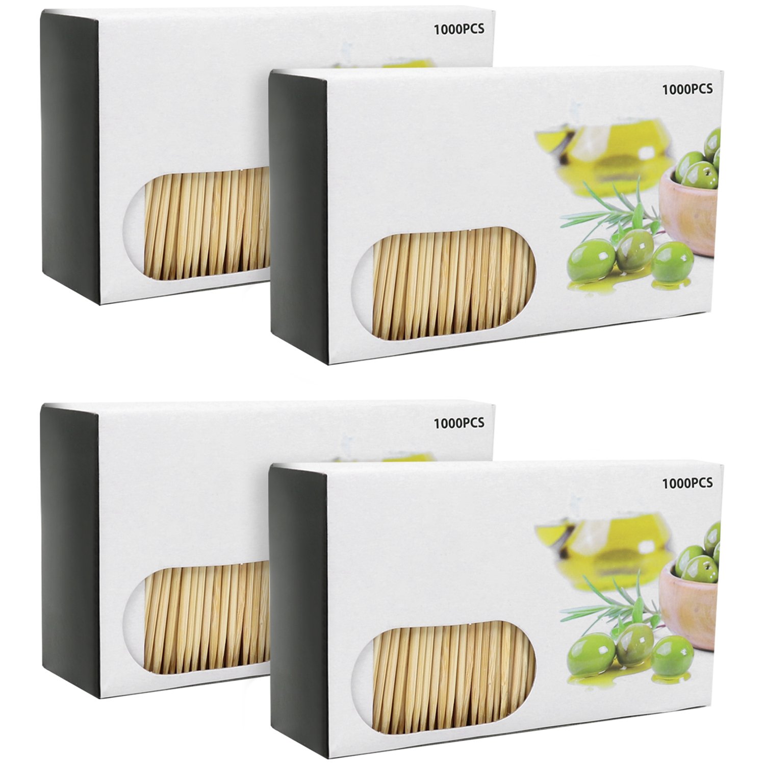 com-four® 4000x wooden toothpicks - toothpicks 6.5 cm - wooden cocktail sticks - wooden sticks for DIY projects, handicrafts - as a tool, for repair and cleaning (4000 pieces - Set6)