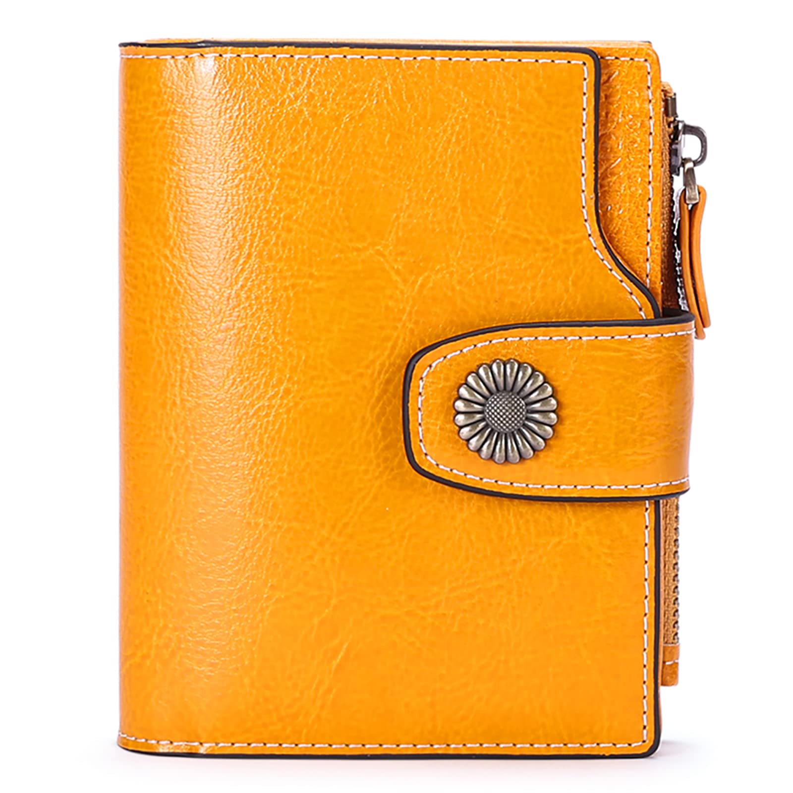 SENDEFN Small Women Wallet Genuine Leather RFID Blocking Bifold Small Purse with Zipper Pocket