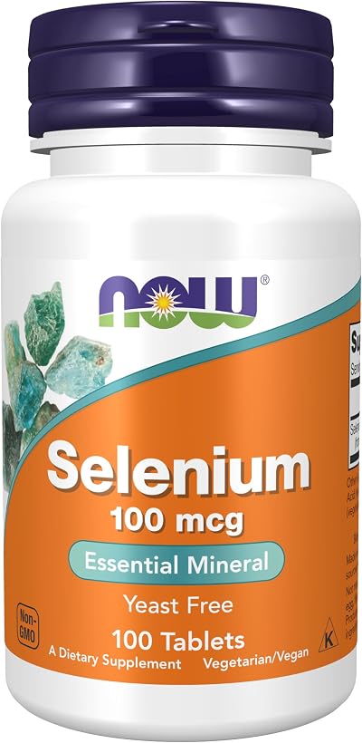 NOW Selenium 100 mcg Yeast Free 100 Vegan Tablets Lab Tested