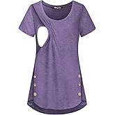 Quinee Women's Casual Button Side Nursing Tops Maternity Breastfeeding Tunic
